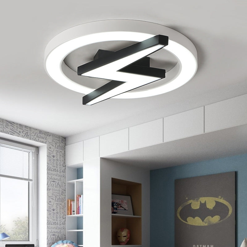 Kid's LED Ceiling Light - White Lightning Ring Design for Boys and Girls Bedrooms