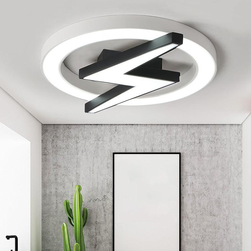 Kid's LED Ceiling Light - White Lightning Ring Design for Boys and Girls Bedrooms