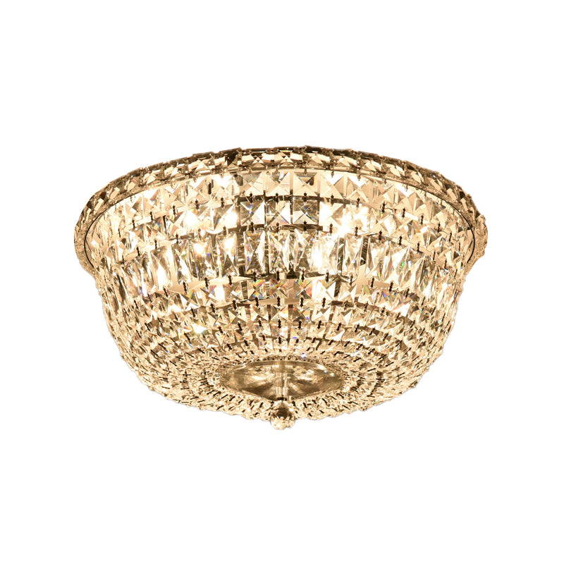 Flush Mount Crystal Prisms Ceiling Light Fixture - Modern Stylish Clear Finish Available In 3 Or 6
