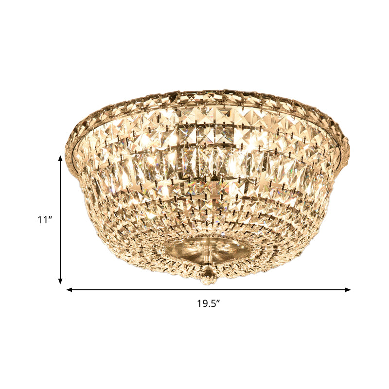 Flush Mount Crystal Prisms Ceiling Light Fixture - Modern Stylish Clear Finish Available In 3 Or 6