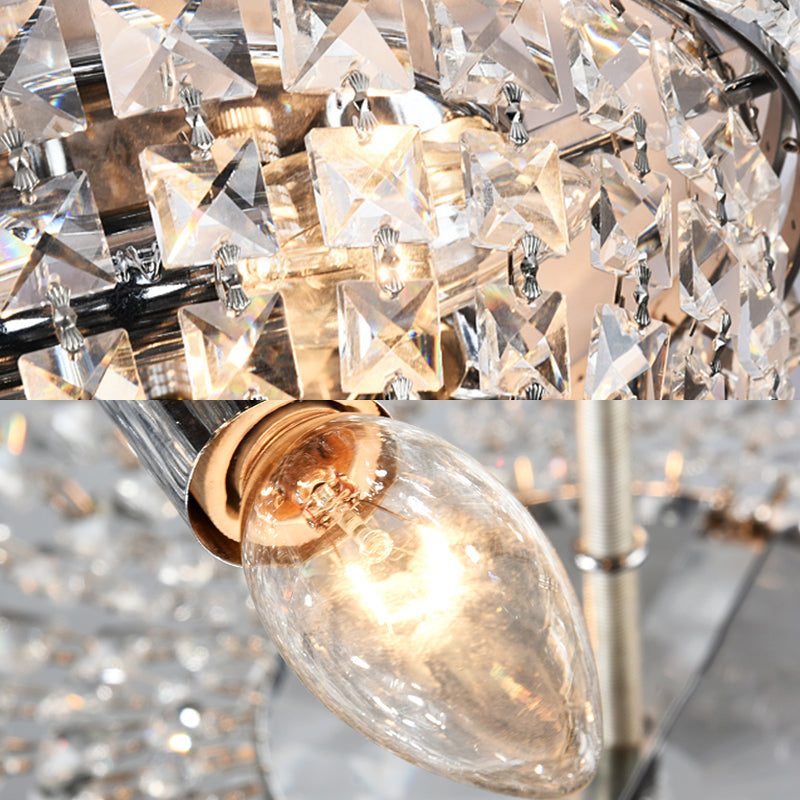 Flush Mount Crystal Prisms Ceiling Light Fixture - Modern Stylish Clear Finish Available In 3 Or 6