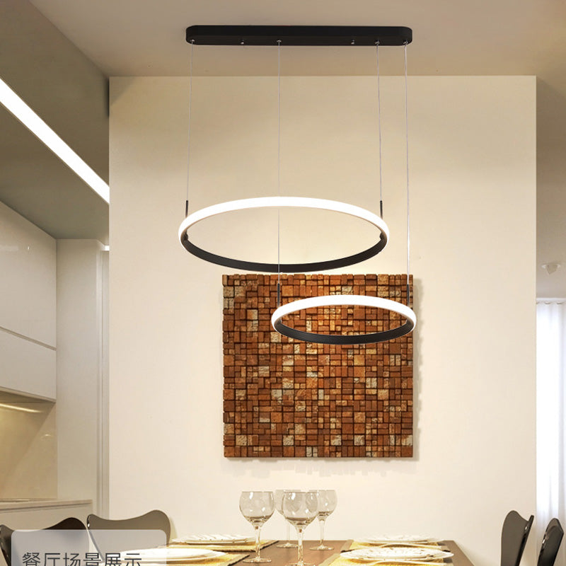 Bruno Minimalist Acrylic Circle Chandelier - White/Warm/Natural Light Options 2/3/5-Head Ceiling