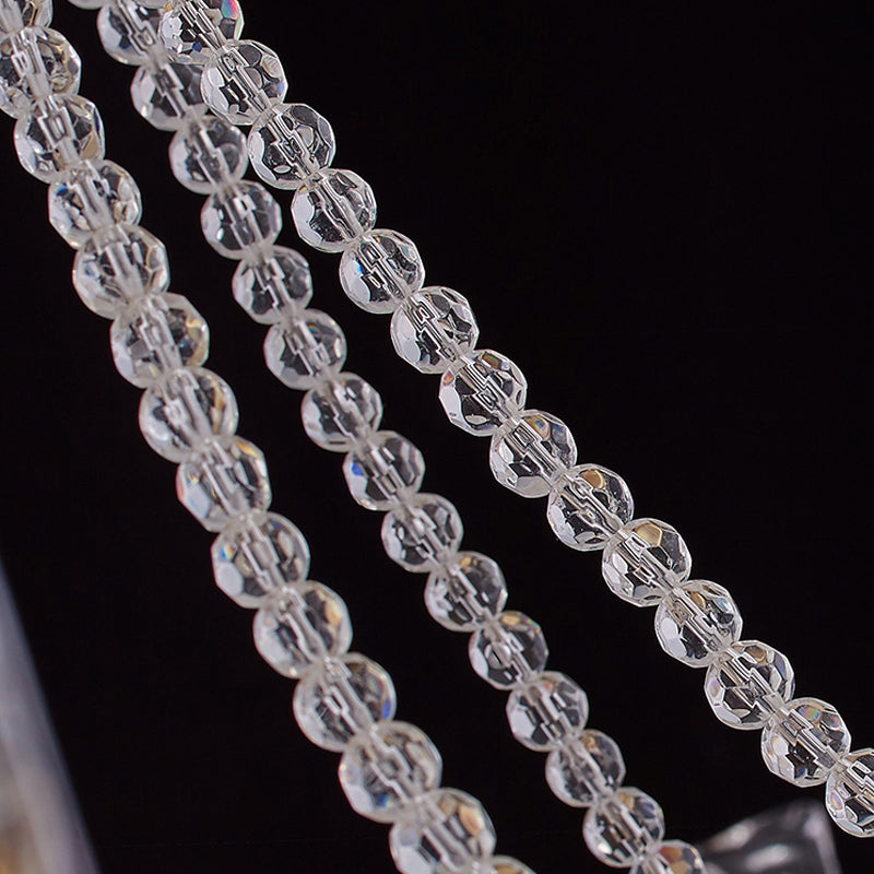 Lustre en cristal Simplicity avec pendentif perlé - Finition laiton, 6/8 têtes - Idéal pour le salon - Abat-jour à panneau inclus