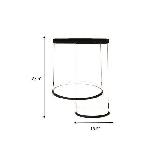 Bruno Minimalist Acrylic Circle Chandelier - White/Warm/Natural Light Options 2/3/5-Head Ceiling