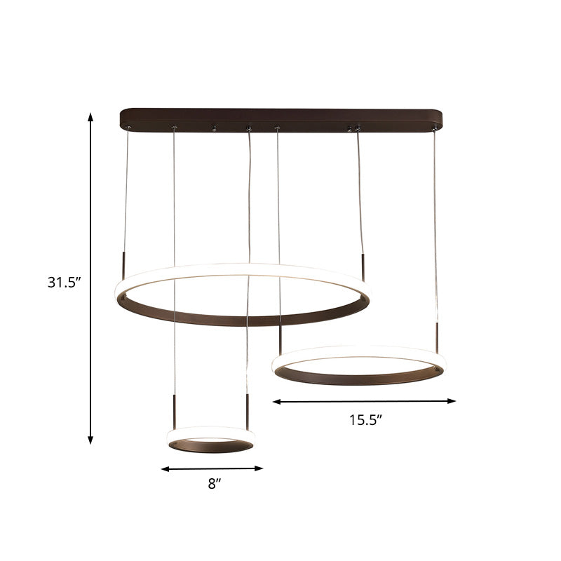 Bruno Minimalist Acrylic Circle Chandelier - White/Warm/Natural Light Options 2/3/5-Head Ceiling