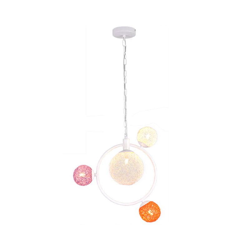 Orbit Glass Pendant Chandelier - 4/7-Light Ceiling Fixture with Black/White Hanging Ring