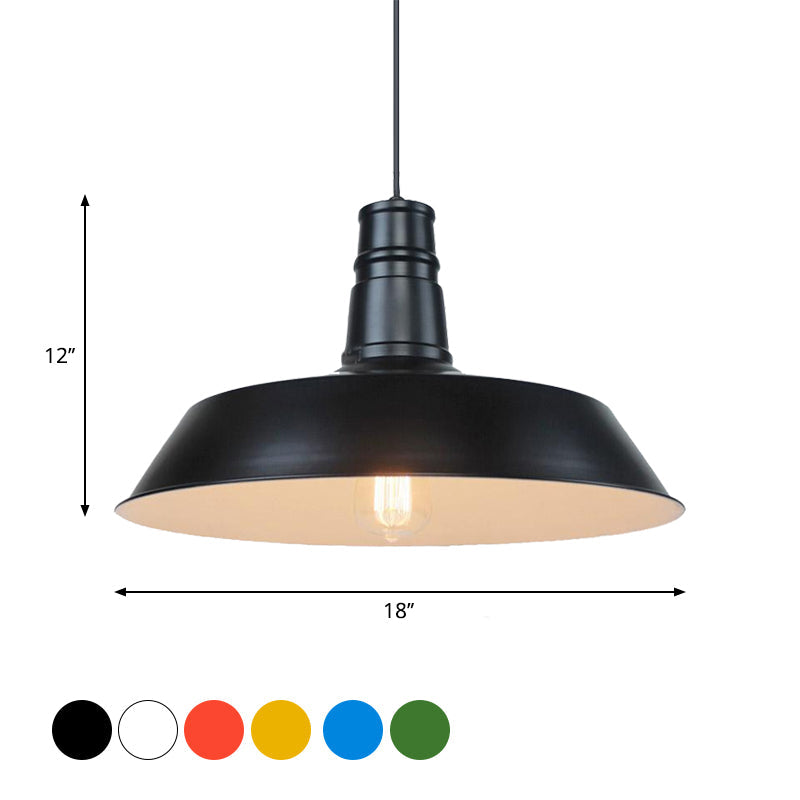 10"/14" Vintage Barn Pendant Lamp in Black/White/Red - Ceiling Fixture for Dining Room