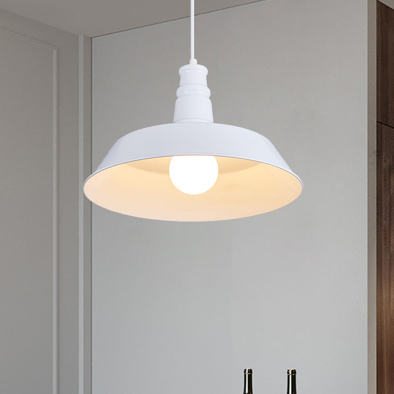 10"/14" Vintage Barn Pendant Lamp in Black/White/Red - Ceiling Fixture for Dining Room