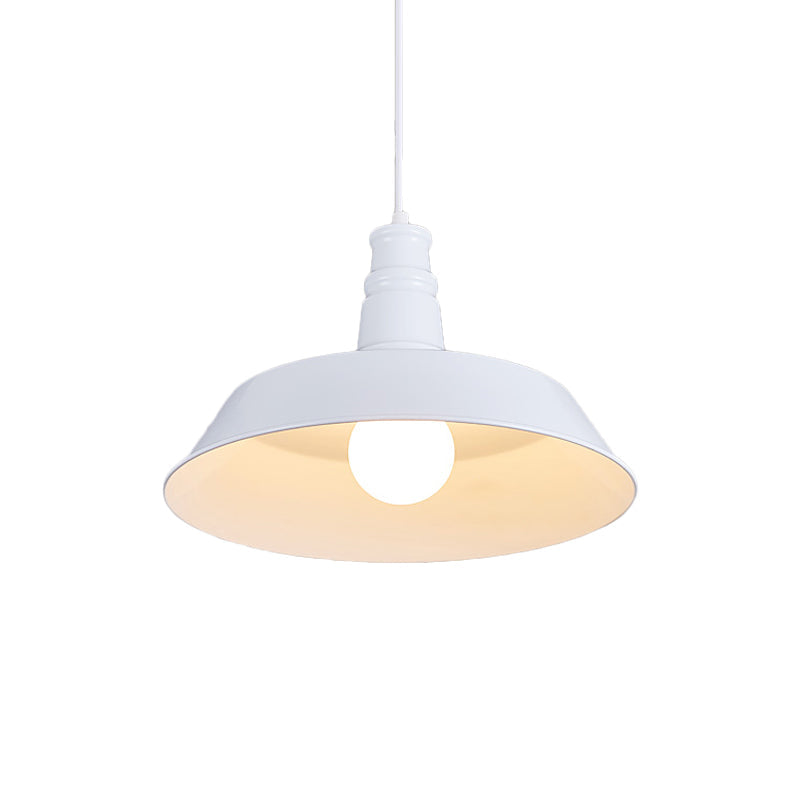 10"/14" Vintage Barn Pendant Lamp in Black/White/Red - Ceiling Fixture for Dining Room
