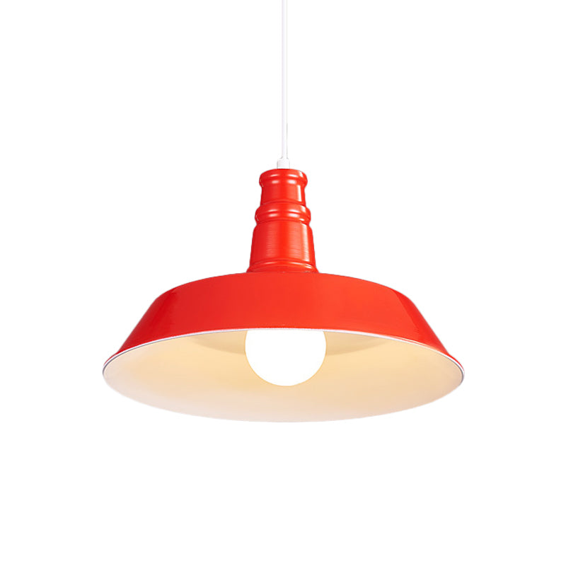 10"/14" Vintage Barn Pendant Lamp in Black/White/Red - Ceiling Fixture for Dining Room