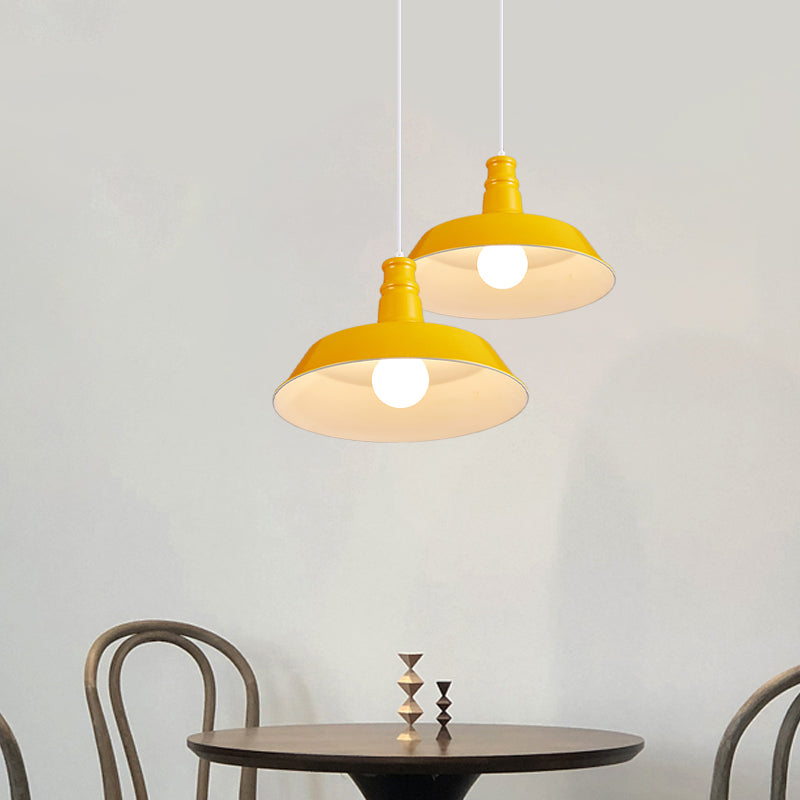 10"/14" Vintage Barn Pendant Lamp in Black/White/Red - Ceiling Fixture for Dining Room