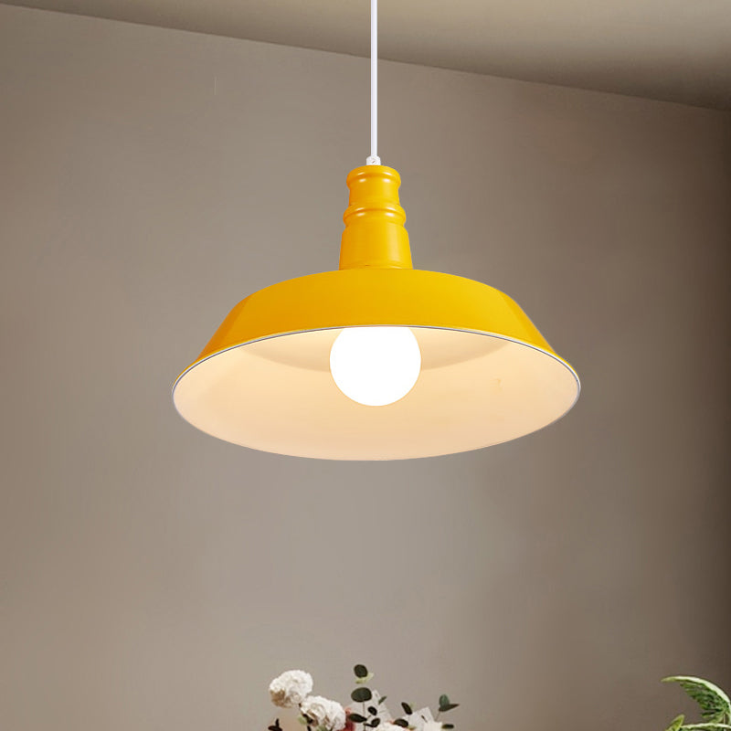 10"/14" Vintage Barn Pendant Lamp in Black/White/Red - Ceiling Fixture for Dining Room