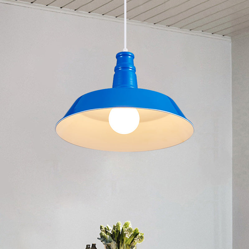 10"/14" Vintage Barn Pendant Lamp in Black/White/Red - Ceiling Fixture for Dining Room