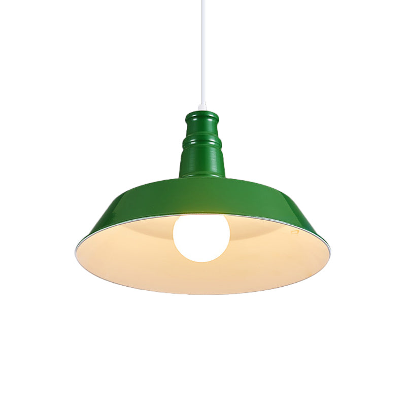 10"/14" Vintage Barn Pendant Lamp in Black/White/Red - Ceiling Fixture for Dining Room
