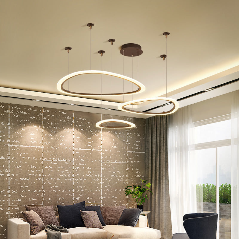 Sleek Acrylic Tiered Ceiling Chandelier - 3/4 Heads - Elegant Brown Pendant Light Fixture in White/Warm/Natural Light