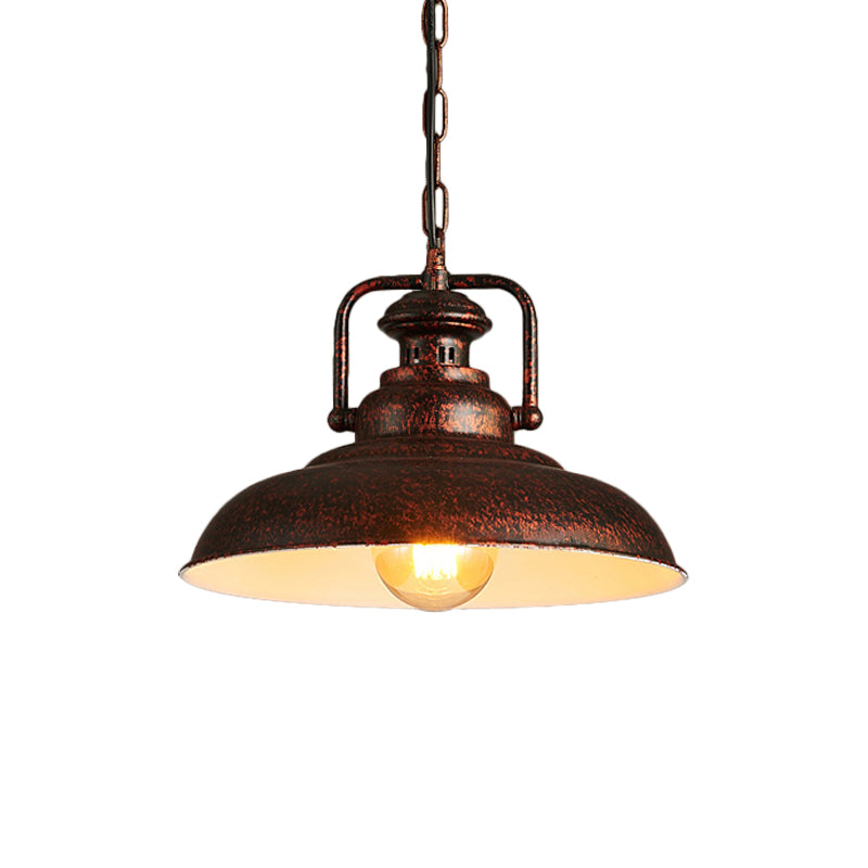 Farmhouse Style Rustic Barn Hanging Ceiling Light with Swivel Joint - Black/Rust Finish for Living Room Down Lighting