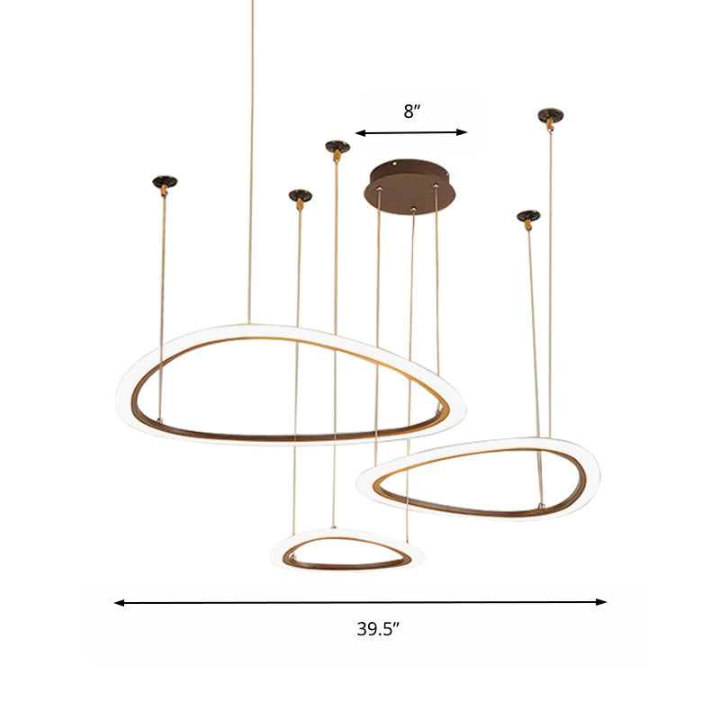 Sleek Acrylic Tiered Ceiling Chandelier - 3/4 Heads - Elegant Brown Pendant Light Fixture in White/Warm/Natural Light