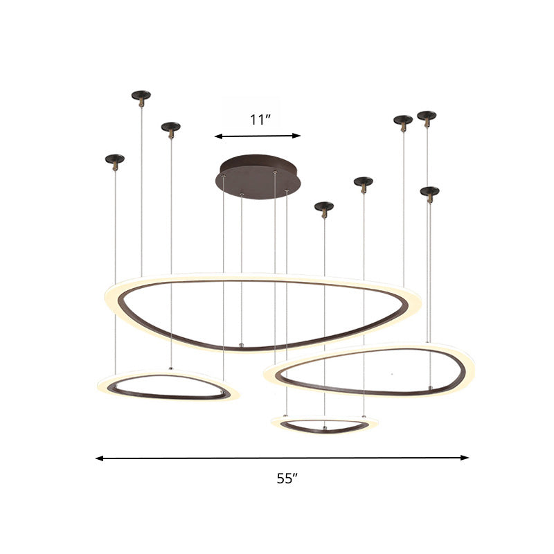Sleek Acrylic Tiered Ceiling Chandelier - 3/4 Heads - Elegant Brown Pendant Light Fixture in White/Warm/Natural Light