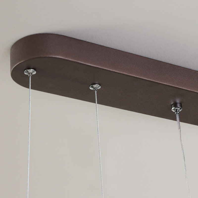 Contemporary Chandelier Lamp - Modern Brown Rectangle Suspension Light with Acrylic Shade in White/Warm/Natural Light - 2/3/5 Heads
