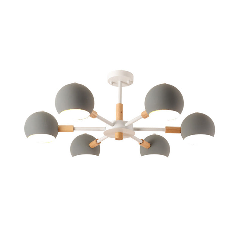 Modern Grey/White Ball Pendant Chandelier - Metal 3/6/8 Heads - Hanging Ceiling Light for Living Room