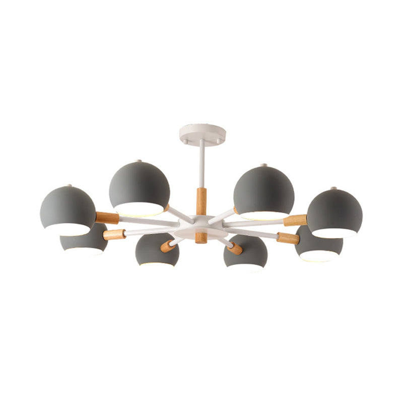 Modern Grey/White Ball Pendant Chandelier - Metal 3/6/8 Heads - Hanging Ceiling Light for Living Room
