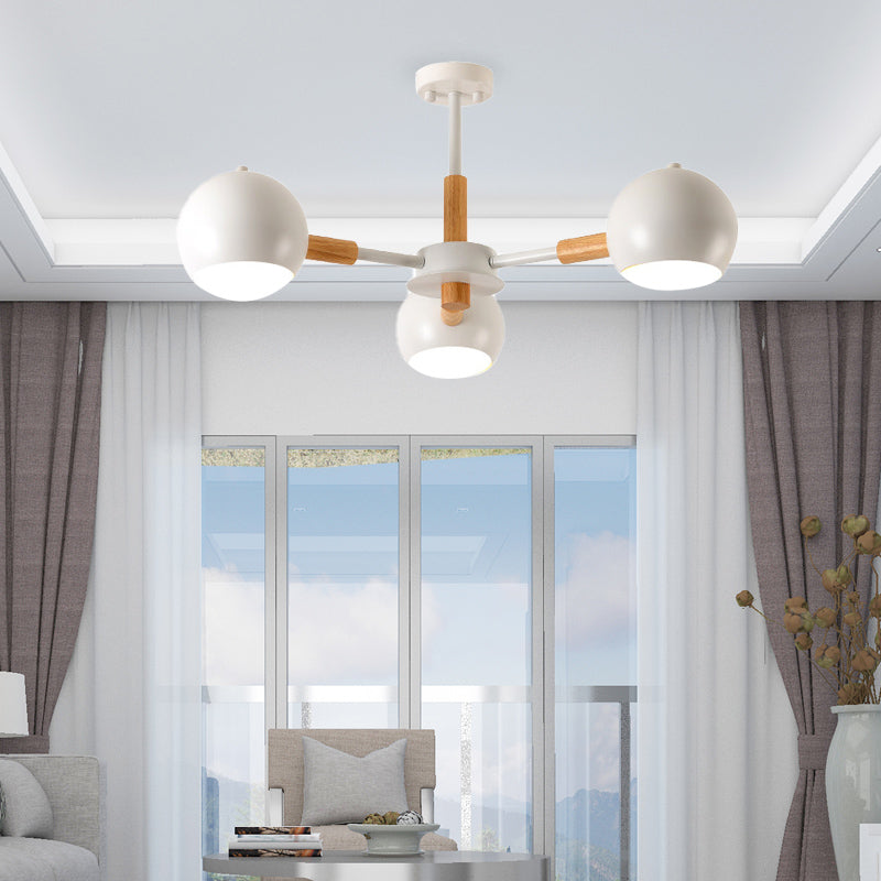 Modern Grey/White Ball Pendant Chandelier - Metal 3/6/8 Heads - Hanging Ceiling Light for Living Room