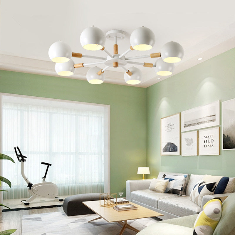 Modern Grey/White Ball Pendant Chandelier - Metal 3/6/8 Heads - Hanging Ceiling Light for Living Room
