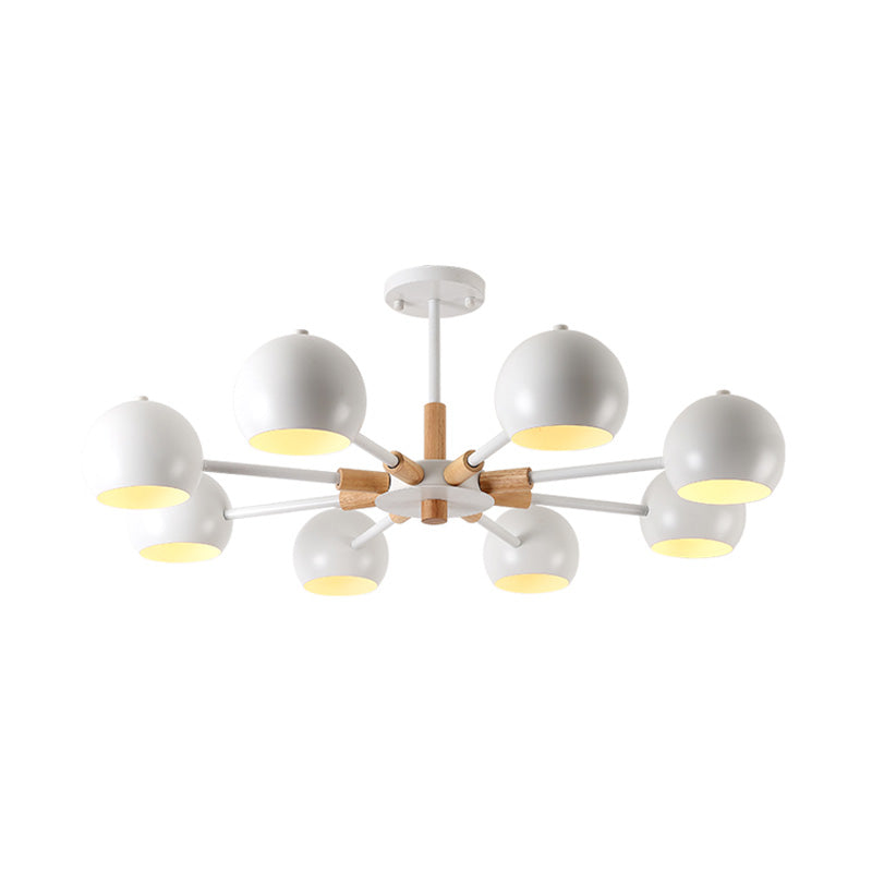 Modern Grey/White Ball Pendant Chandelier - Metal 3/6/8 Heads - Hanging Ceiling Light for Living Room