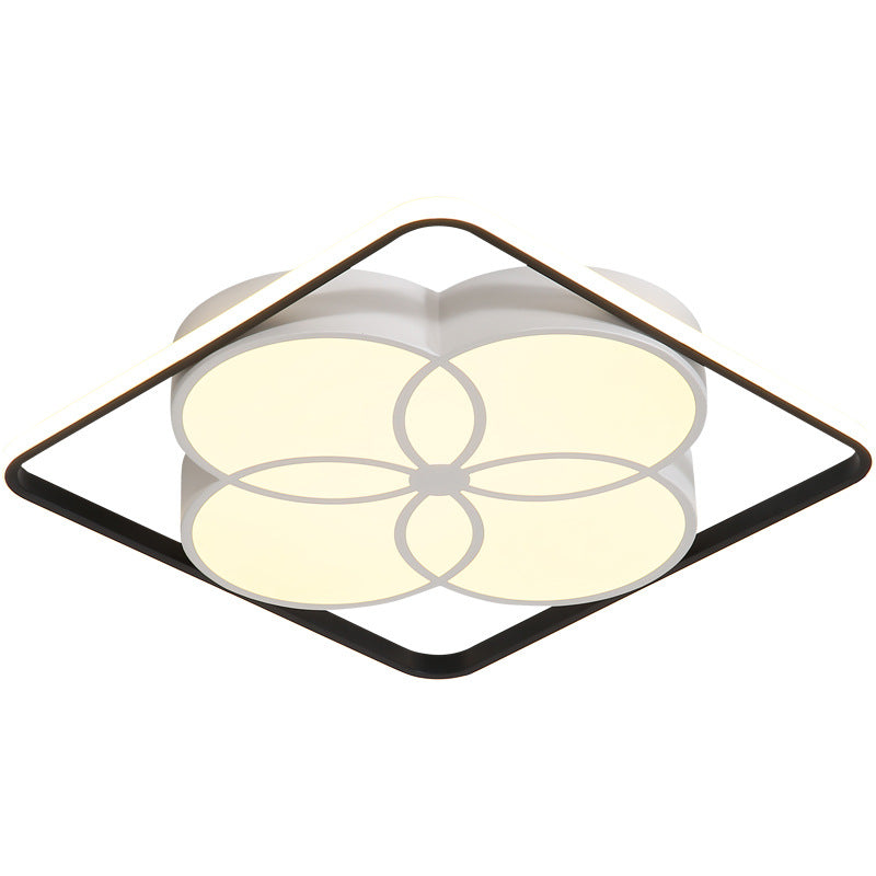 Modern White Acrylic Flower-Style Bedroom Flush Mount Ceiling Light with Warm/White Lighting