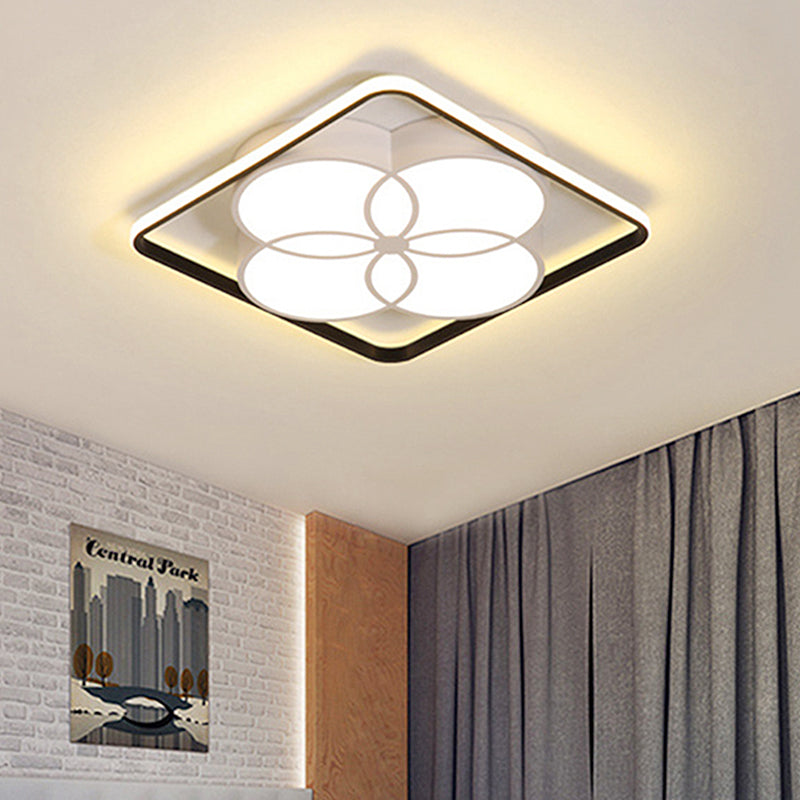 Modern White Acrylic Flower-Style Bedroom Flush Mount Ceiling Light with Warm/White Lighting