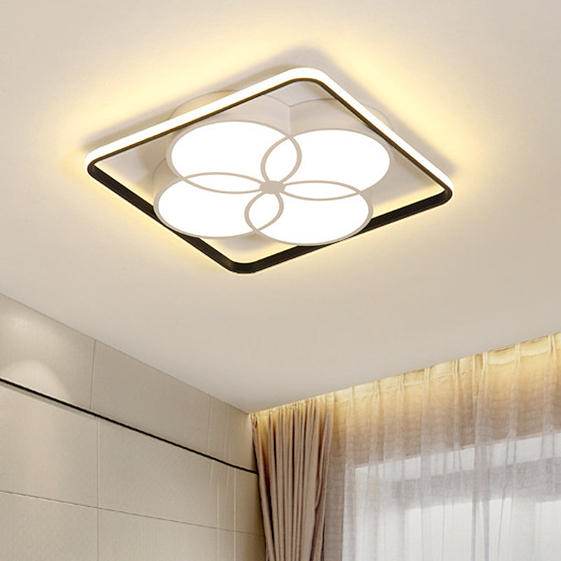 Modern White Acrylic Flower-Style Bedroom Flush Mount Ceiling Light with Warm/White Lighting