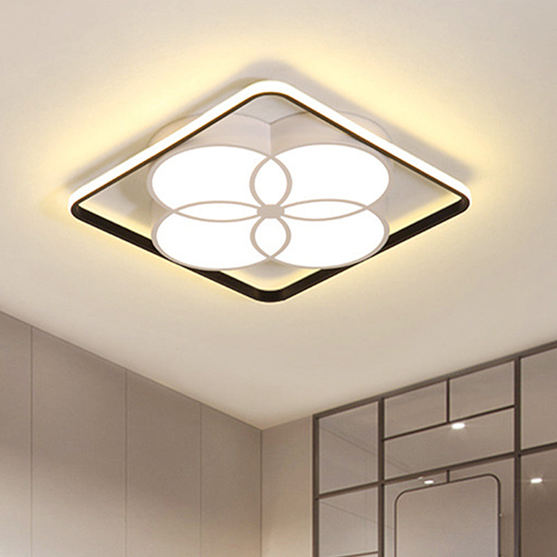 Modern White Acrylic Flower-Style Bedroom Flush Mount Ceiling Light with Warm/White Lighting