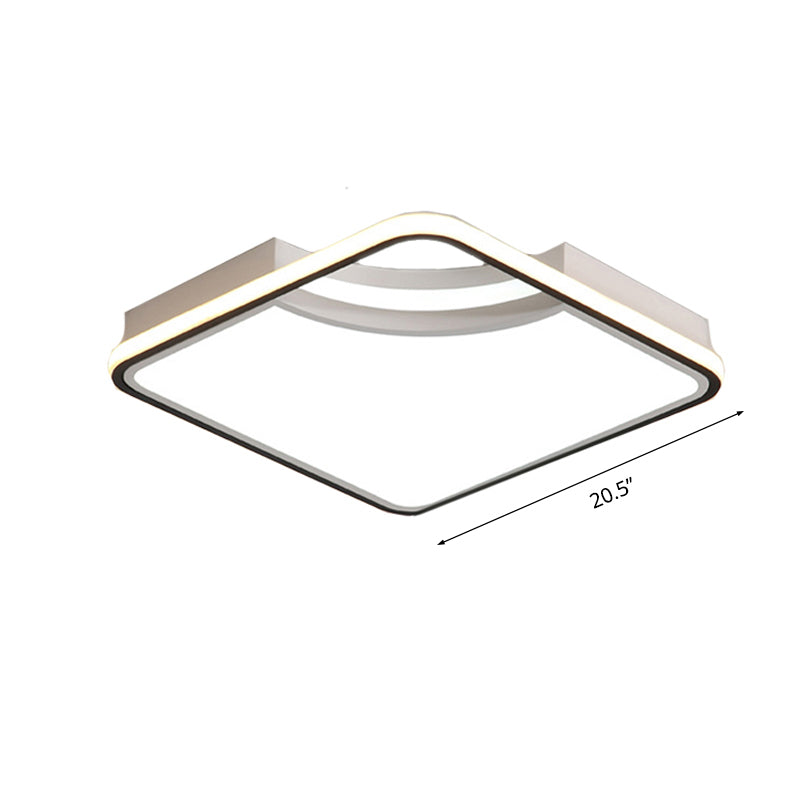 Rhombus Acrylic Flush Ceiling Lamp - 16.5"/20.5" Wide Minimalist Bedroom Light - White