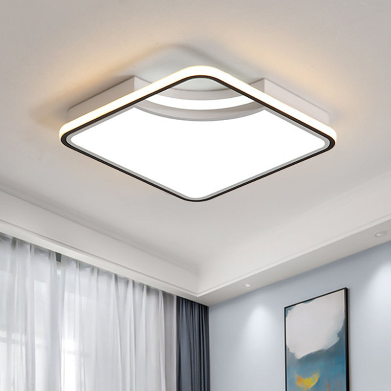 Rhombus Acrylic Flush Ceiling Lamp - 16.5"/20.5" Wide Minimalist Bedroom Light - White
