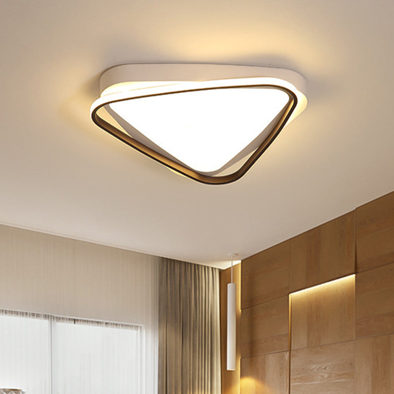 LED Triangle Ceiling Flush Mount – White Acrylic Light Fixture for Bedroom – Warm/White Lighting