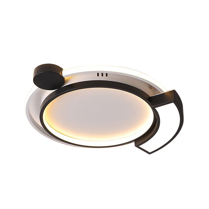 16"/19.5" Modern Orbit Acrylic LED Flush Ceiling Light, Black/Gold Finish, White Light