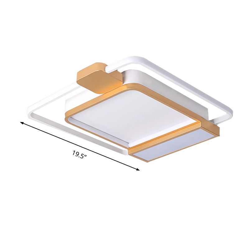 Contemporary Gold/Black Acrylic Ceiling Light with LED Flush Mount for Bedroom, 16-19.5" Width - White Light
