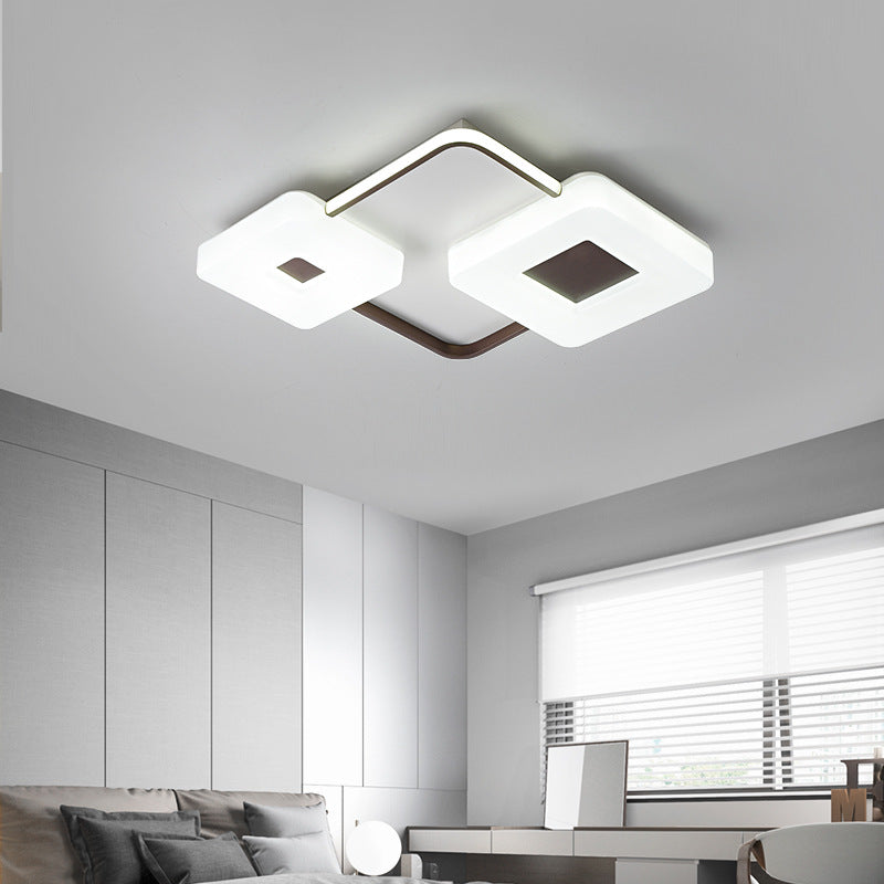 16"/19.5"/35.5" Coffee Square/Rectangular LED Flush Mount Lamp - White Light Acrylic Ceiling Light for Living Room
