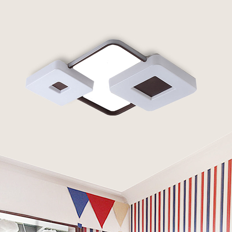 16"/19.5"/35.5" Coffee Square/Rectangular LED Flush Mount Lamp - White Light Acrylic Ceiling Light for Living Room