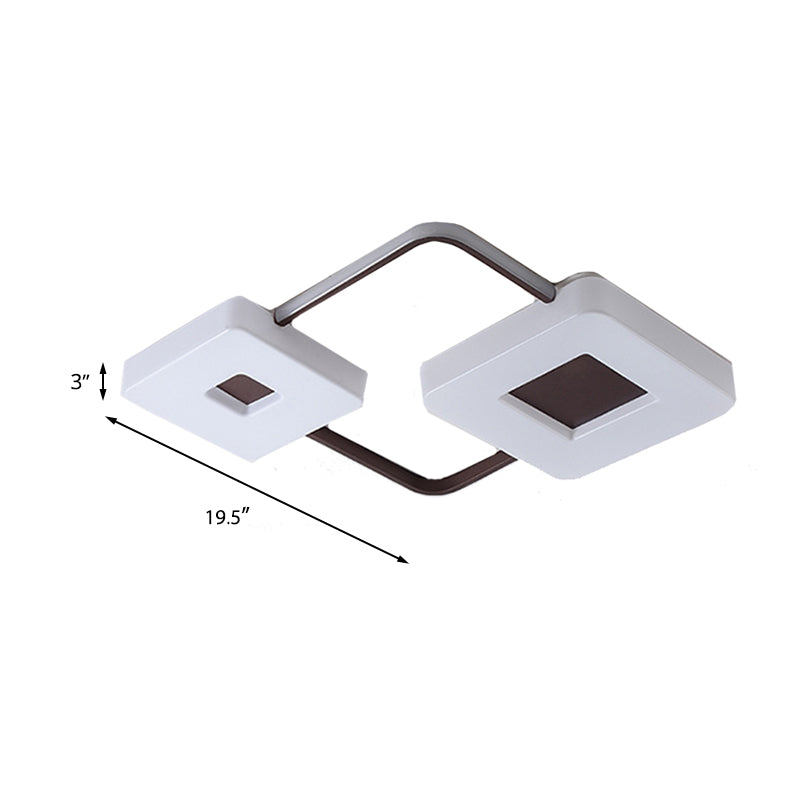 16"/19.5"/35.5" Coffee Square/Rectangular LED Flush Mount Lamp - White Light Acrylic Ceiling Light for Living Room