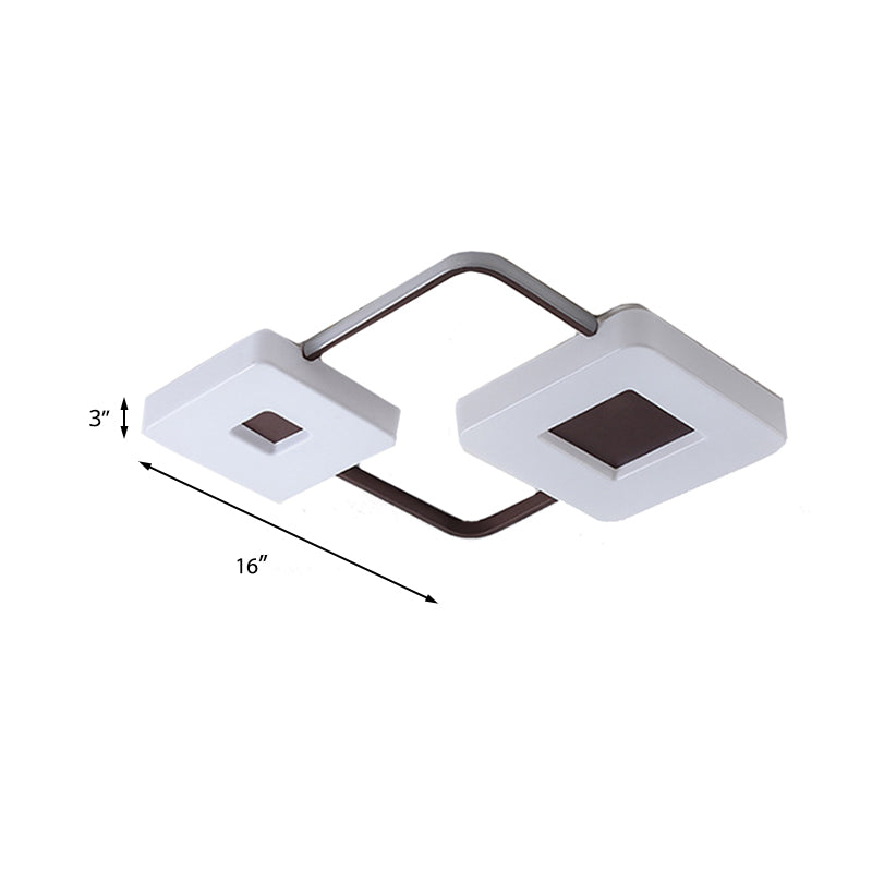 16"/19.5"/35.5" Coffee Square/Rectangular LED Flush Mount Lamp - White Light Acrylic Ceiling Light for Living Room