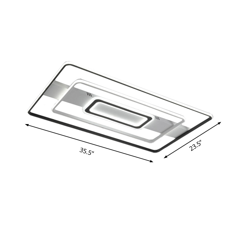 Modern LED Flush Mount Ceiling Light Fixture for Black and White Living Room - Aluminum Frame, Round/Square/Rectangular Shape, White Light