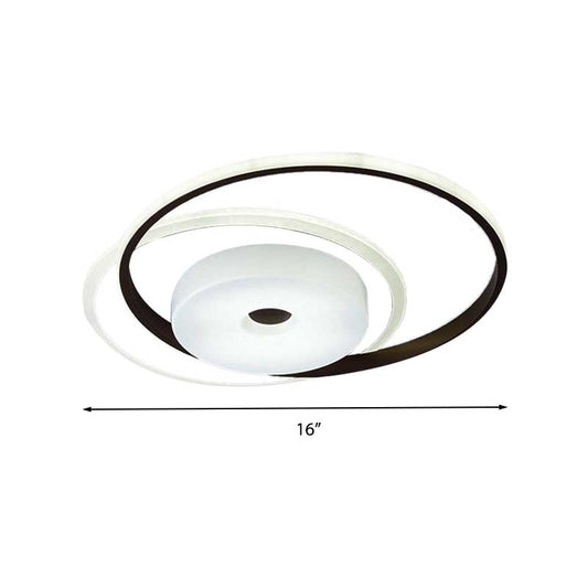 16/19.5 Modern Led Flush Ceiling Light - White Acrylic Bedroom Fixture
