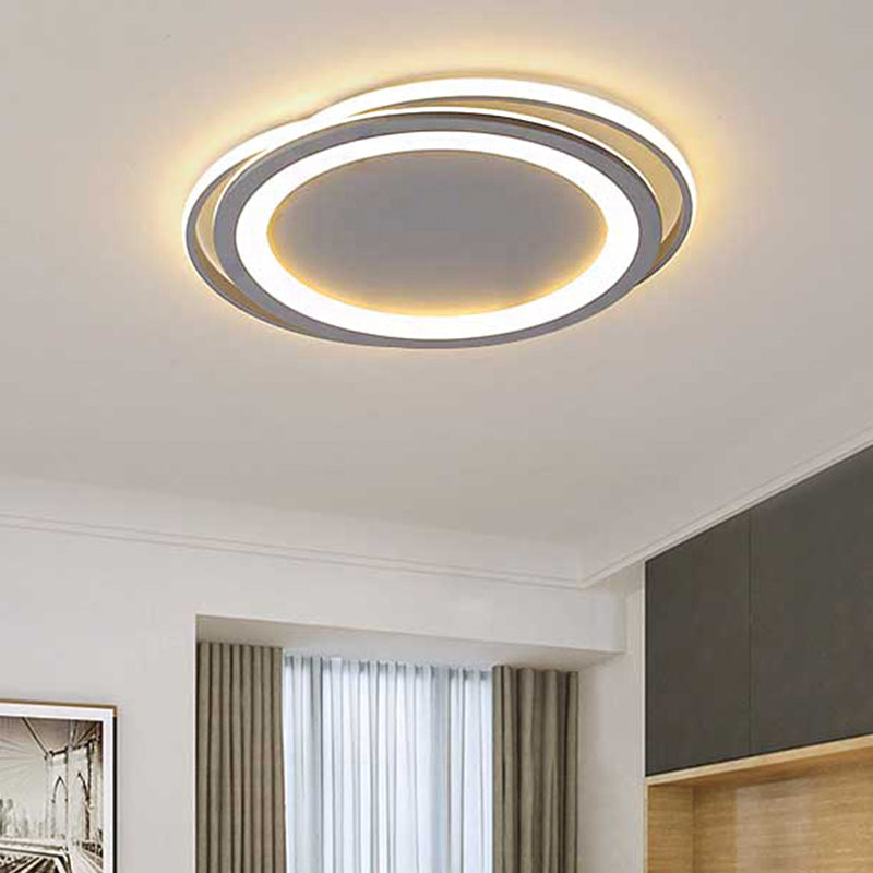 Ultra Thin 16"/19.5" Acrylic LED Flush Ceiling Light - Grey Bedroom Flush Mount Fixture, Warm/White Light