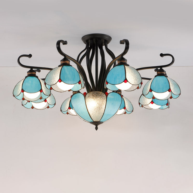Handcrafted Tiffany Glass Chandelier for Living Room Ceiling