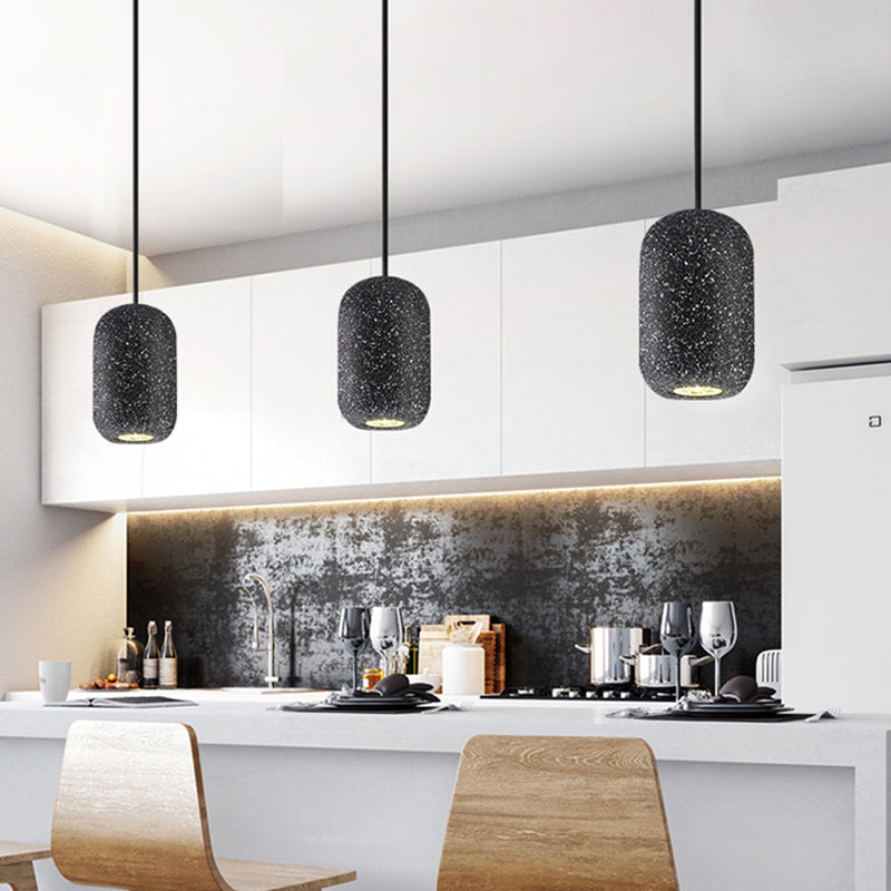 Plafonnier à abat-jour géométrique moderne - Lampe suspendue simple pour salle à manger en finition ciment