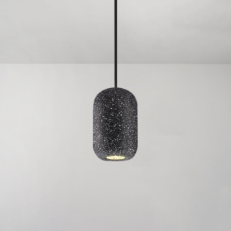 Plafonnier à abat-jour géométrique moderne - Lampe suspendue simple pour salle à manger en finition ciment