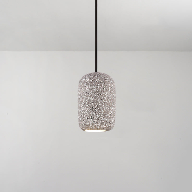 Plafonnier à abat-jour géométrique moderne - Lampe suspendue simple pour salle à manger en finition ciment