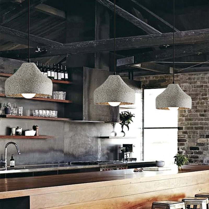 Plafonnier à abat-jour géométrique moderne - Lampe suspendue simple pour salle à manger en finition ciment