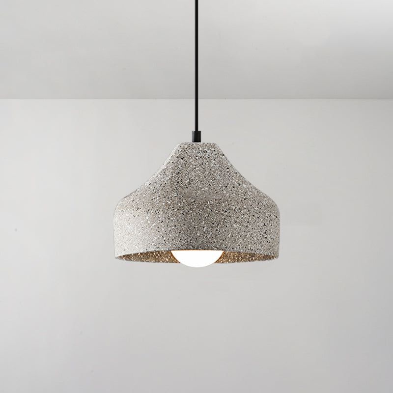 Plafonnier à abat-jour géométrique moderne - Lampe suspendue simple pour salle à manger en finition ciment